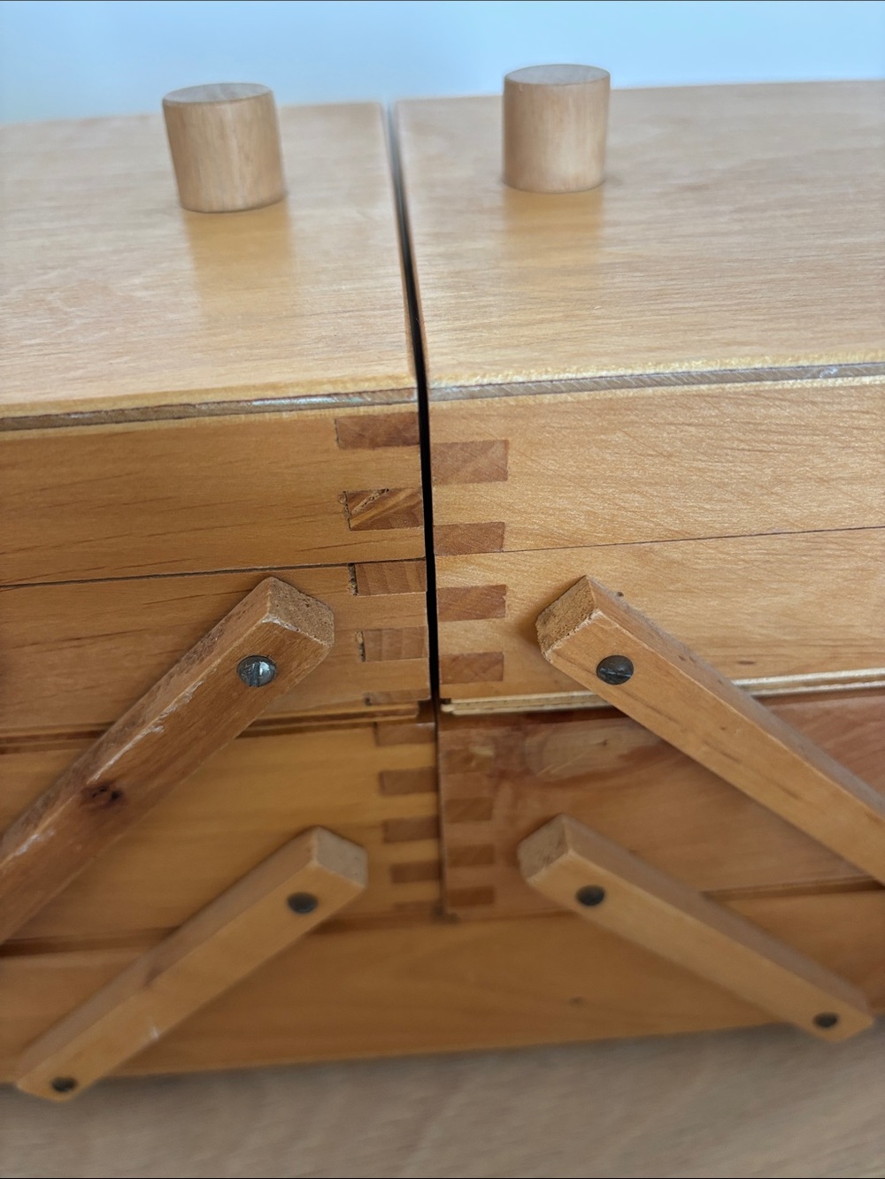 Vintage Wooden Sewing Box - Honey Brown - Picture 6 of 8